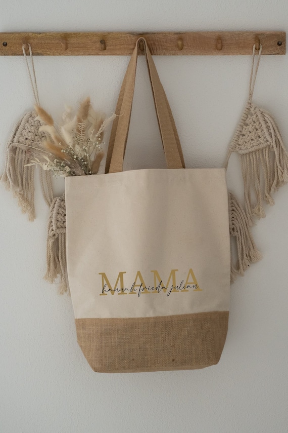 Geschenkidee beste Freundin zum Umhängen, personalisierte Jute Tasche mit Name personalisiert Mom Mama Weihnachten Shopper Bag XXL Geschenkidee beste Freundin zum Umhängen, personalisierte Jute Tasche mit Name personalisiert Mom Mama Weihnachten Shopper Bag XXL