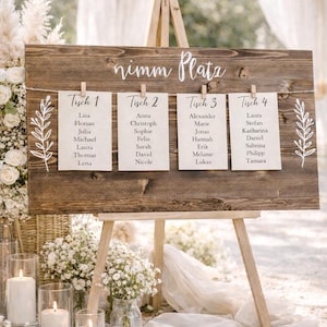 Seating plan | Wedding seating plan | Individual | Customizable | Jute twine