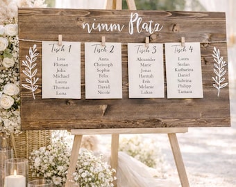 Seating plan | Wedding seating plan | Individual | Customizable | Jute twine