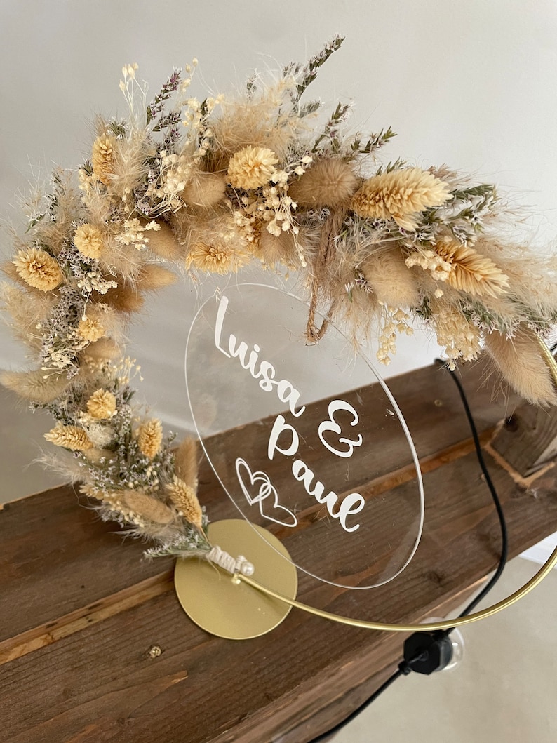 Dried flower wreath with acrylic glass pane Standing Wreath Dried flower wreath gift of money gift wedding wedding gift image 4