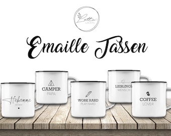 Emaille Tasse | Campingbecher | Tasse personalisiert | Emailletasse Geschenkidee | Hebammen Geschenkidee | Freundinnen Geschenk |