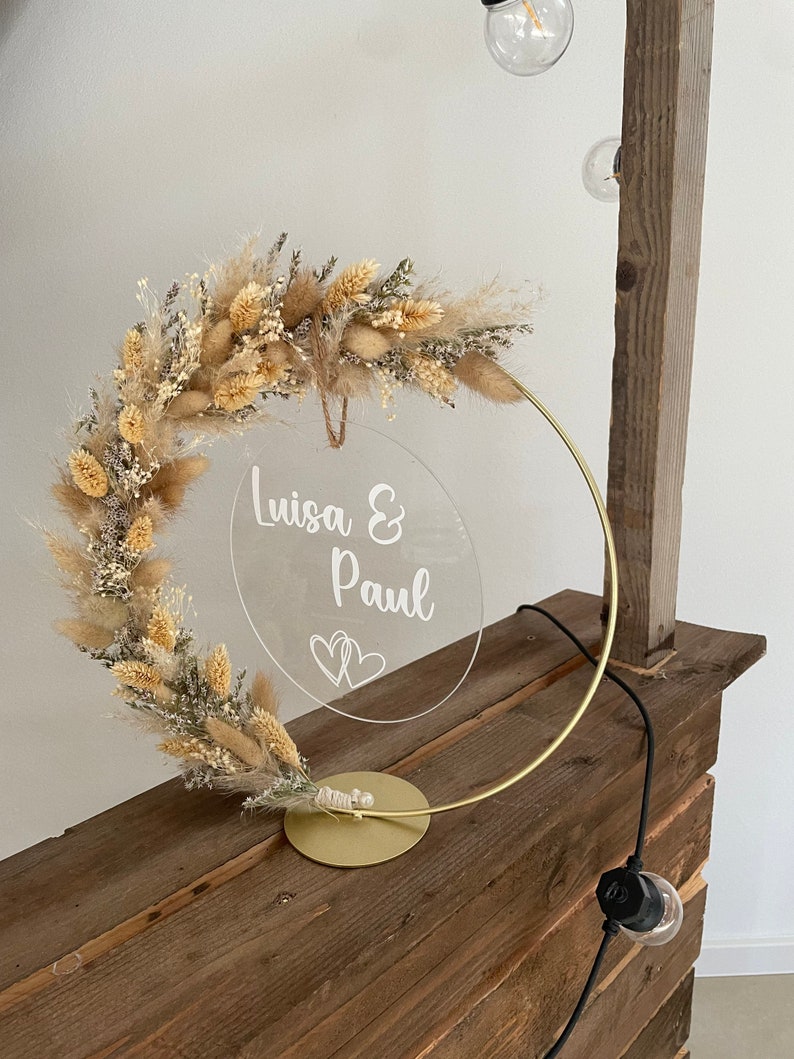 Dried flower wreath with acrylic glass pane Standing Wreath Dried flower wreath gift of money gift wedding wedding gift image 3