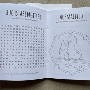 Malbuch Rätselbuch Hochzeiten Kinderbeschäftigung Gastgeschenk Hochzeit Malbuch Set mit Buntstiften Hochzeitsmalbuch mit Buntstiften Bild 5