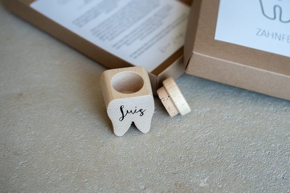Scatolina Legno Per Denti Da Latte - Portadentini Ricordo Per Bambini, Regalo Neonato E Battesimo