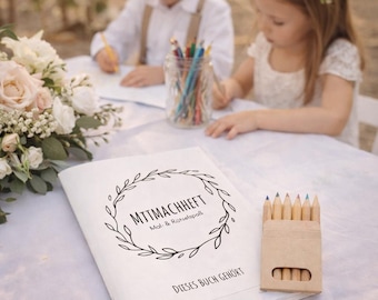 Wedding Coloring Book for Kids Set with Colored Pencils – Wedding Activity for Kids, Wedding Favor for Kids, Wedding Coloring Book for Kids