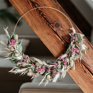 Dried flower wreath with acrylic glass pane | Wall wreath | Door wreath | Personalized door wreath | Wedding gift | House building gift