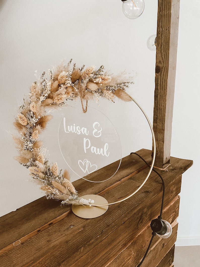 Dried flower wreath with acrylic glass pane Standing Wreath Dried flower wreath gift of money gift wedding wedding gift image 1