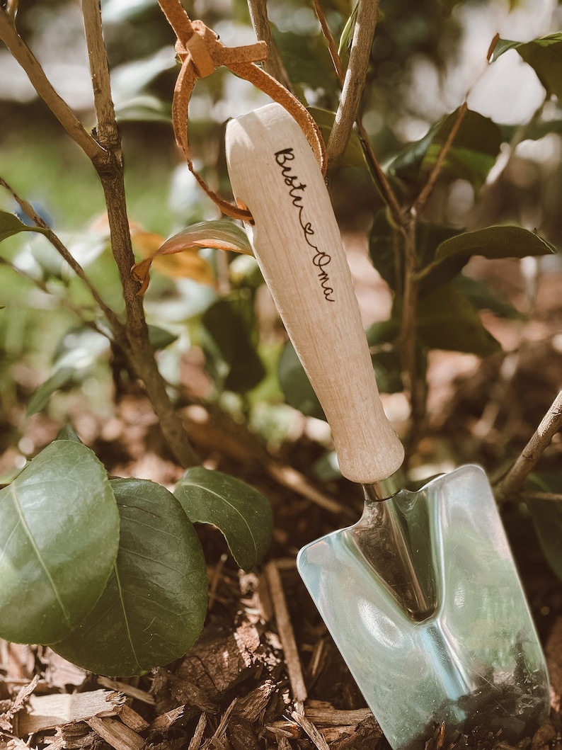 Wooden shovel personalized Mother's Day gift Garden gift idea Garden trowel with name Housewarming gift Grandma gift idea image 4