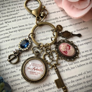 Jane Austen Keychain, Pride and Prejudice Keychain, Darcy Ardently Quote, Classic Literature Keychain, Personalized Keych
