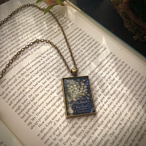 Pride and Prejudice Necklace, Jane Austen Necklace, Pride and Prejudice Book Cover Necklace, Peacock Book Cover Necklace, Personalized