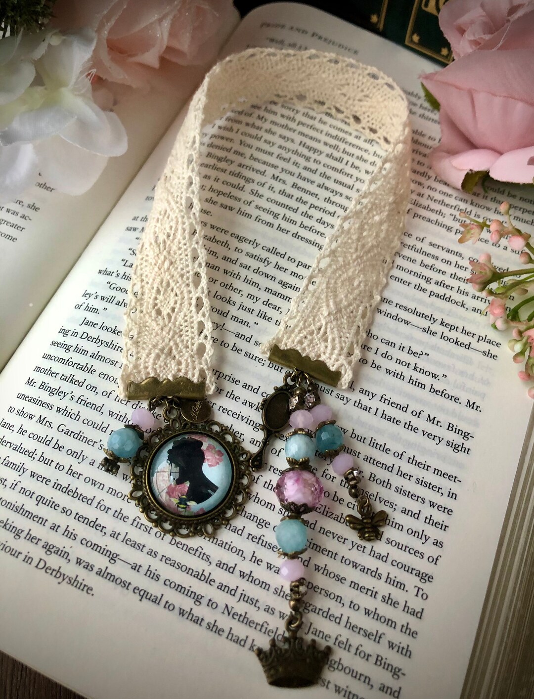 Regency Lady Bookmark, Vintage Style Bookmark With Lace - Etsy