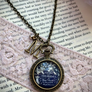 Pride and Prejudice Necklace, Pride and Prejudice Personalized Necklace, Jane Austen Necklace, Initial Charm