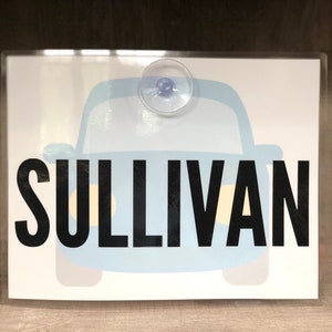 Personalized Car Rider Windshield Sign with Suction Cup Attachment