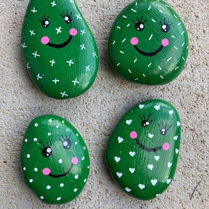 Cactus Painted Rocks, Garden Rocks, Painted Rocks