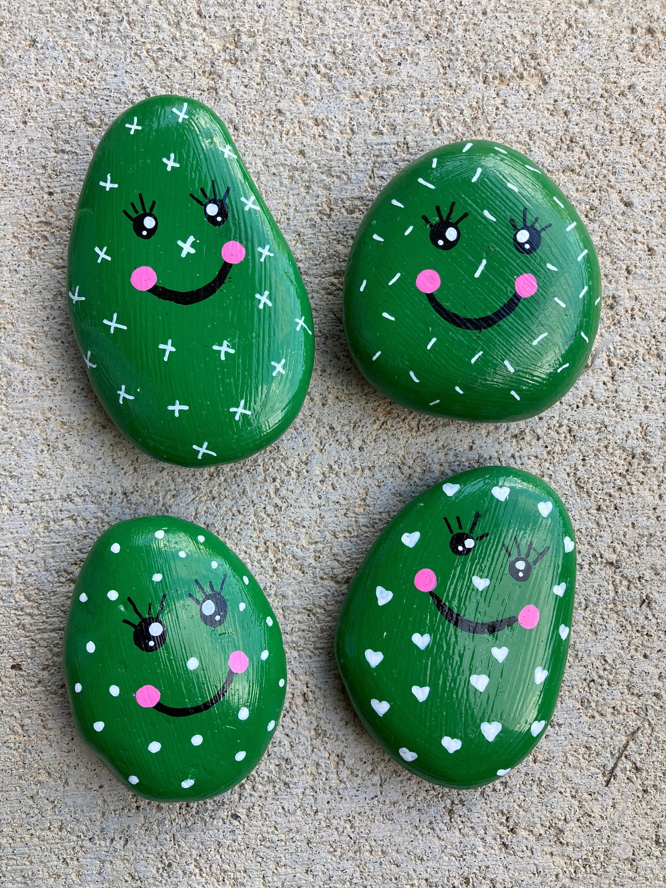 Cactus Painted Rocks, Garden Rocks, Painted Rocks