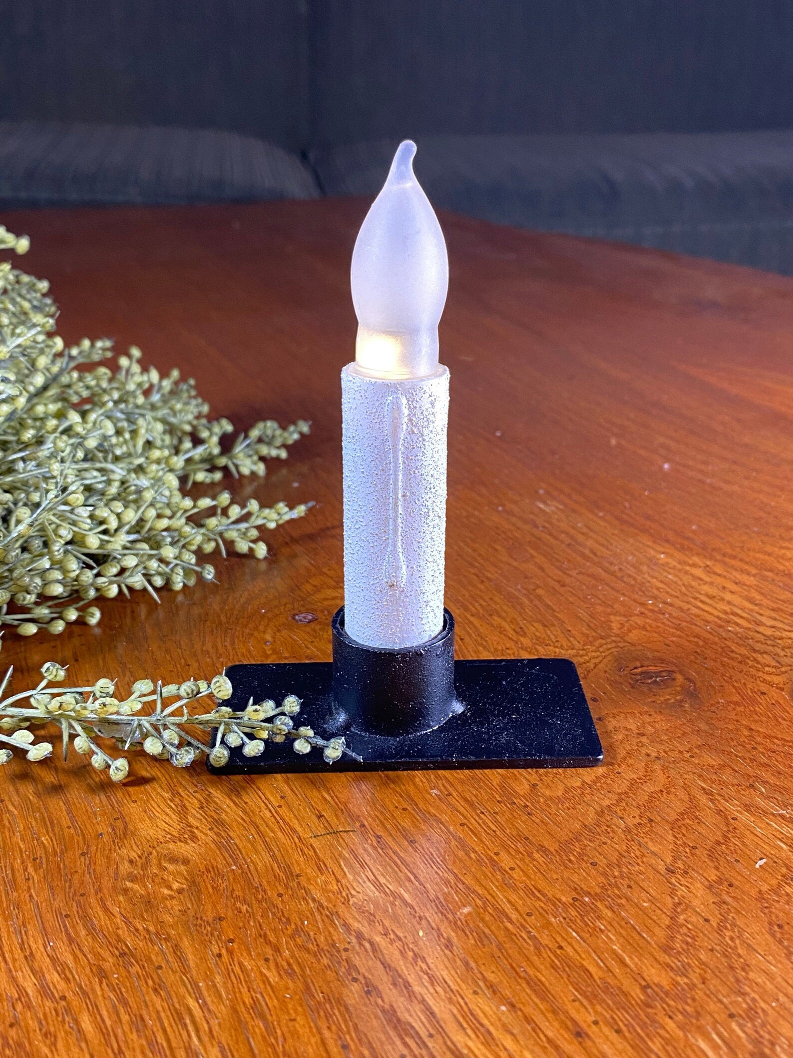 Battery Operated Taper Timer Candle White Cement Look 4 Etsy