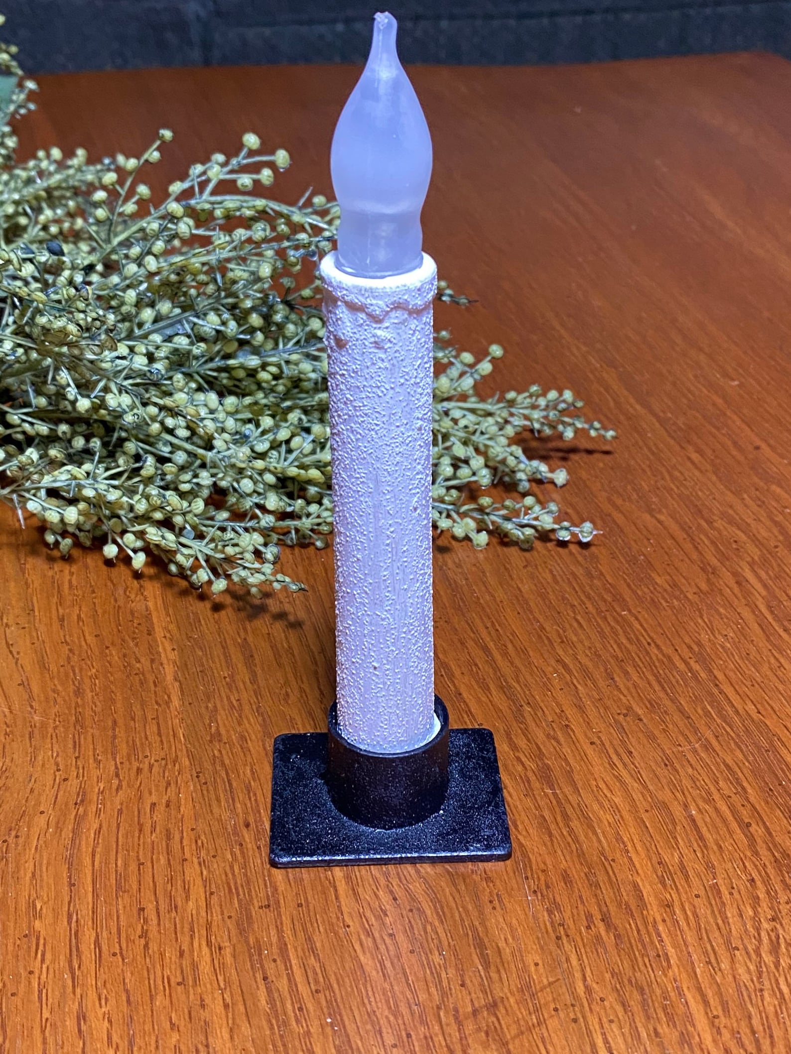 Battery Operated Taper Timer Candle White Cement Look 6 Etsy