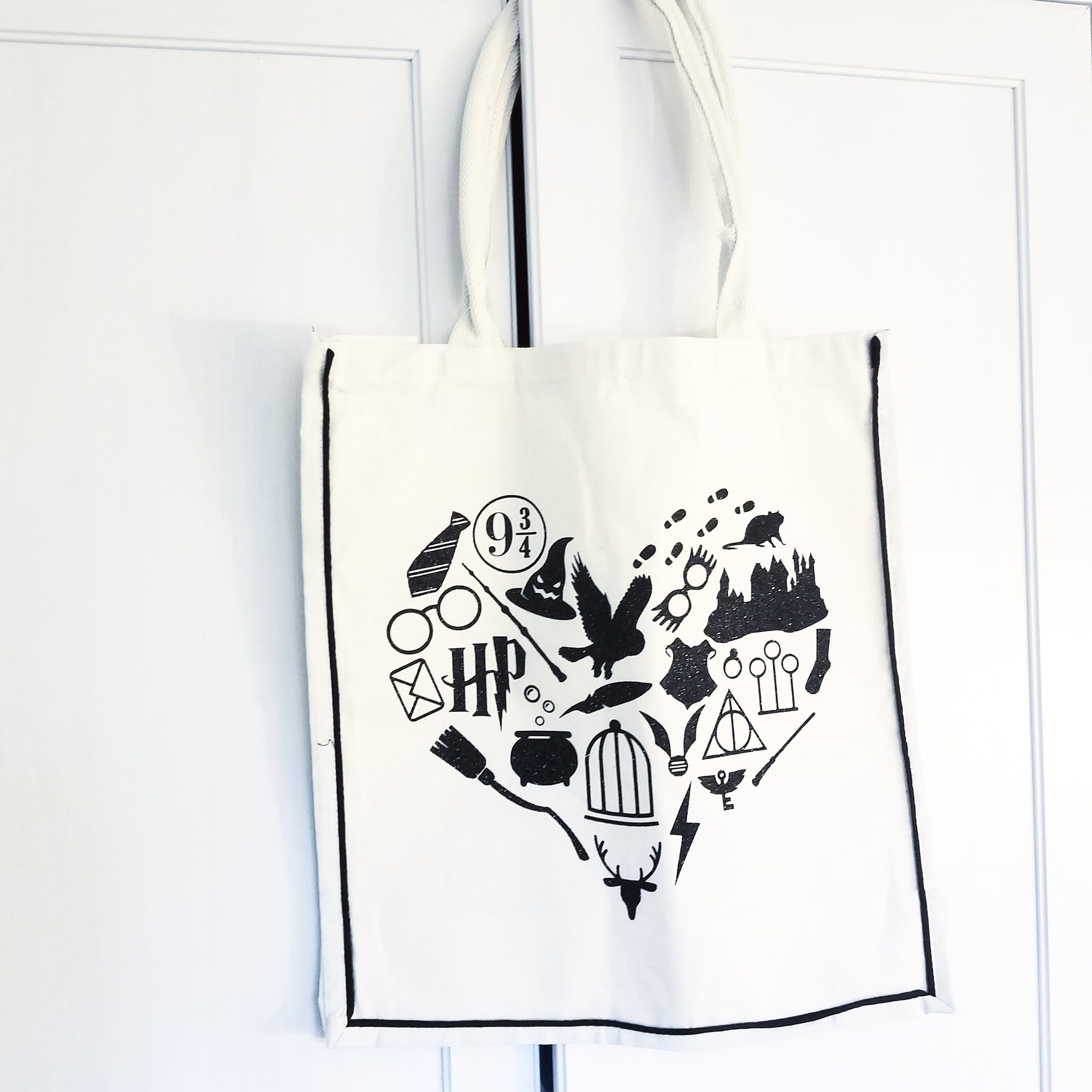Large Harry Potterinspired Tote bag with black piping Etsy