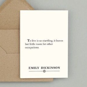 Cartes de voeux avec enveloppes : citation d'Emily Dickinson (blanc naturel)