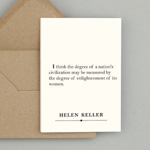 Cartes de voeux avec enveloppes : citation d'Helen Keller (blanc naturel)