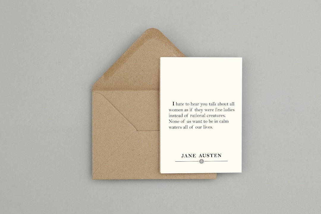 Greeting Cards With Envelopes Quote by Jane Austen natural White Etsy