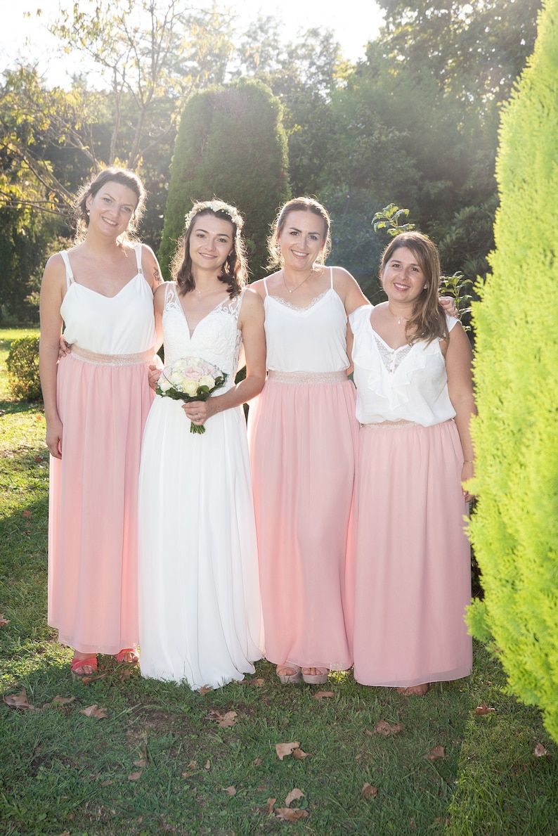 Jupe Demoiselle d'Honneur en mousseline et élastique lurex, différentes couleurs à définir, réalisée sur mesure image 1