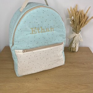 Sac Camilia brodé du prénom en tissu double gaze