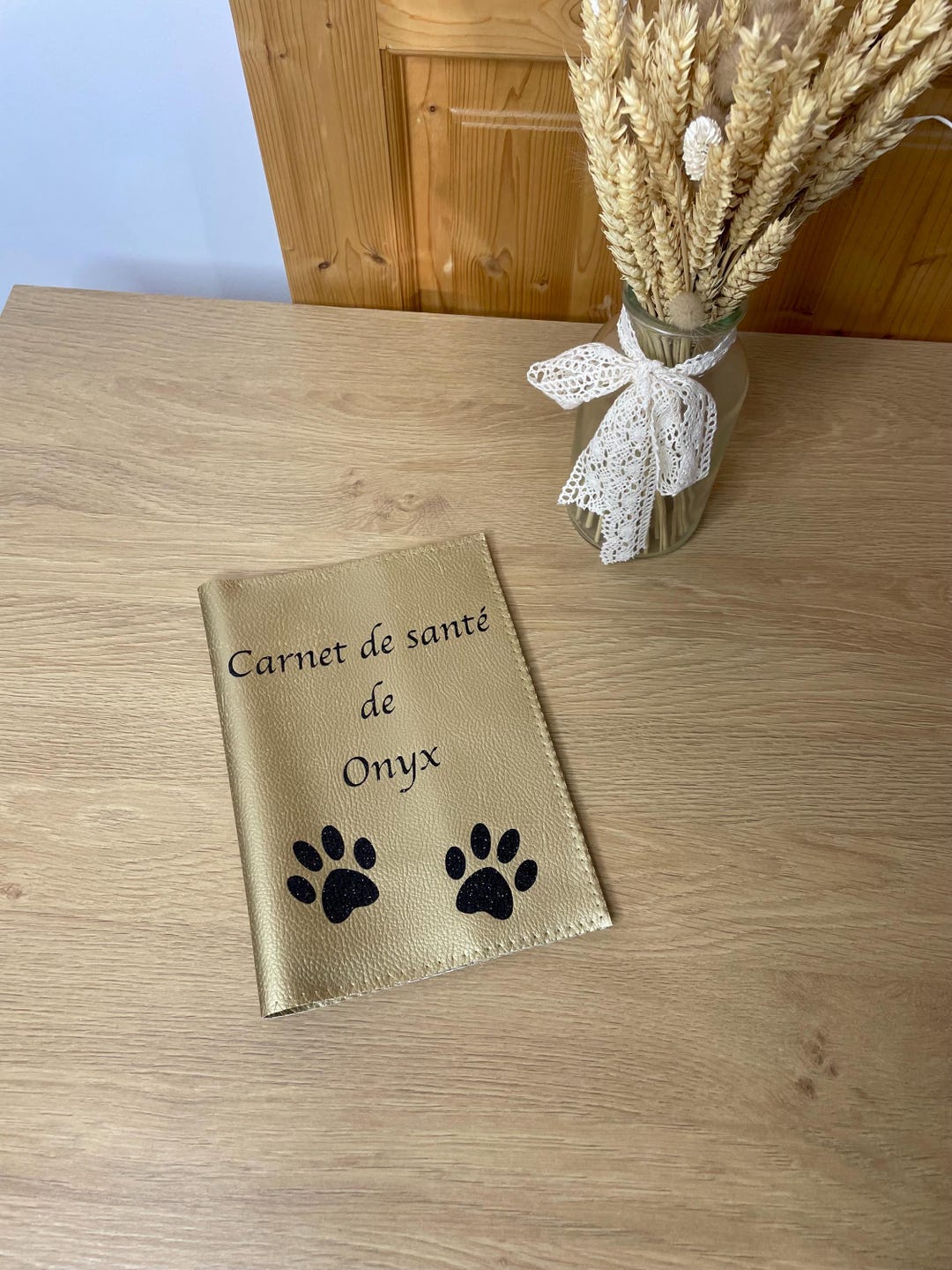 Protège carnet de santé personnalisé avec la photo de votre animal de compagnie, carnet chien, carnet chat, carnet de santé chien, C7880 (taille standard, blanc