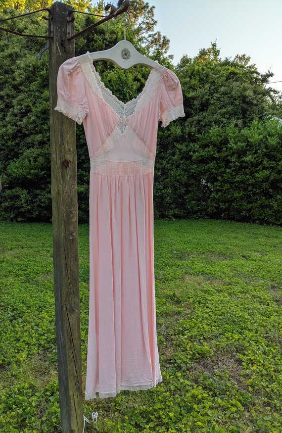 1940s Pink Nightgown Slip Dress