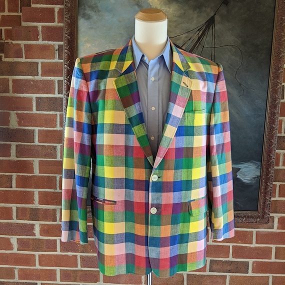 80s/90s Bermuda Plaid Summer Rainbow Blazer