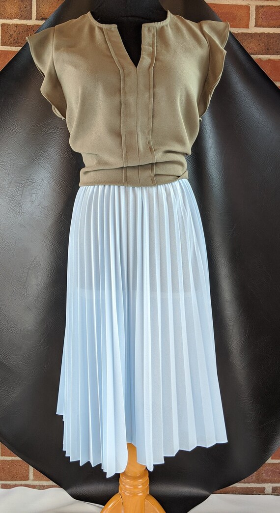 70s Powder Blue Pleated Skirt