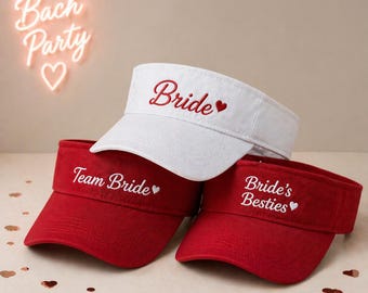 Custom Bachelorette Visor, Bride Hat, Personalized Bach Party Hat, Embroidered Bridal Visor, Bride Squad Gift, Beach Party Hat