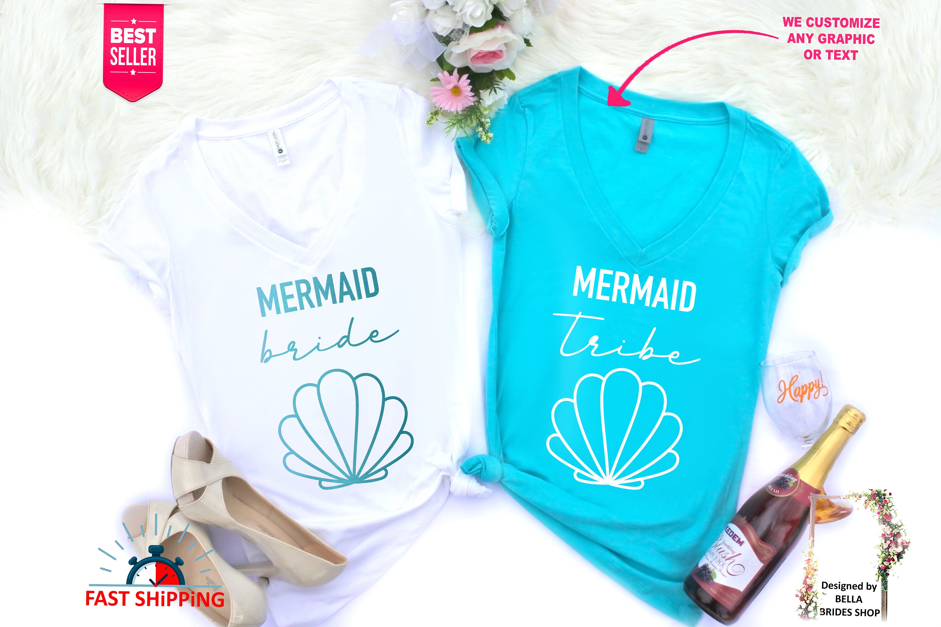 Mermaid Bachelorette Tanks Mermaid Shirts Mermaid Squad | Etsy
