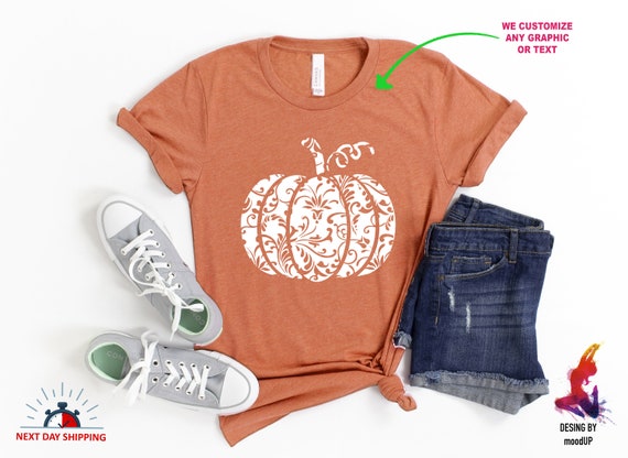 Pumpkin Shirt, Floral Pumpkin Shirt, Thankful Shirt, Fall Shirt, Autumn Shirt, Women Fall Shirt, Hello Fall Shirt, Fall Spirit Shirt