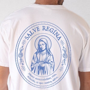 Camisa católica de la Virgen María Camisa de oración de Salve Regina