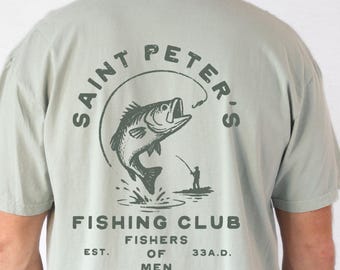 Saint Peter's Fishing Club Shirt, Christian Fishing Shirt, Fishers of Men Tee, Matthew 4:19 Shirt, Faith Based Fishing Gift, Fisherman Tee