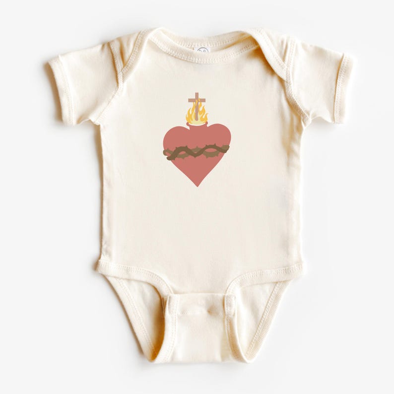 Sacred Heart of Jesus Baby One-Piece: Catholic Child Tee Bild 2
