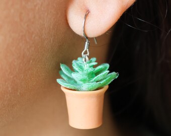 Plant flower pot earrings| succulent gardening | gardener charm, potted plant lovers, flower birthday | gifts | Plant Girl jewelry | plastic