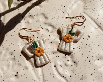 Greca Earrings, Moca earrings, sunflowers Earrings, Handmade, coffee girl, barista, earrings, lightweight