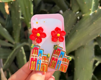 Puerto Rico Earrings, Sanse, Maga Flower, Hibiscus Earrings, Old San Juan, Island, Casita de Colores Jewelry, Old San Juan, San Juan Parties
