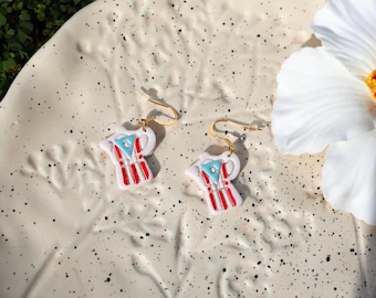 Grega coffee earrings, Puerto Rico earrings, PR flag, coffee lover jewelry, gift for her, Hispanic, Latina,