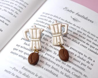 Coffee cup earrings, Moka pot coffee jewelry, Coffee earrings, food jewelry Espresso earrings, Coffee lovers gifts, coffee pot, coffee bean