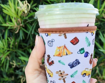 Coffee Sleeve, Adventure, Hiking, photography, Sleeve Gifts for her and him, Coffee Cozy Iced Coffee Sleeves, unisex, outdoor