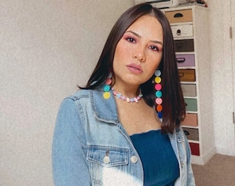 Colorful Earrings, lightweight earrings, polymerclay, long earrings, unique design, party, color, happiness