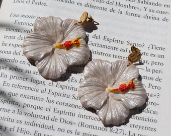 Caribbean Earrings | Hibiscus Earrings | Handmade |Island| Islander | Puerto Rico jewelry | white | Maga flower |poppies|Lightweight earring