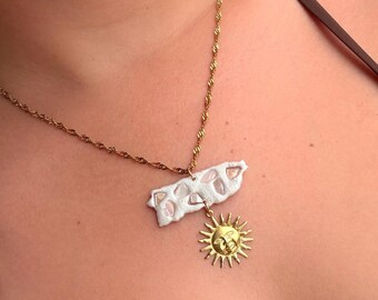 Island sunset, Puerto Rico necklace, island girl, sun and island life, sunset lover, sunrise, beach, good life, stainless steel, gold color