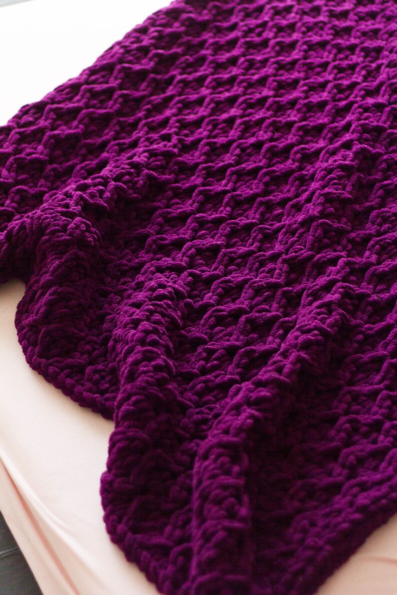 Purple Knit Blanket Queen Size Bedding Chunky Knit Blanket Etsy