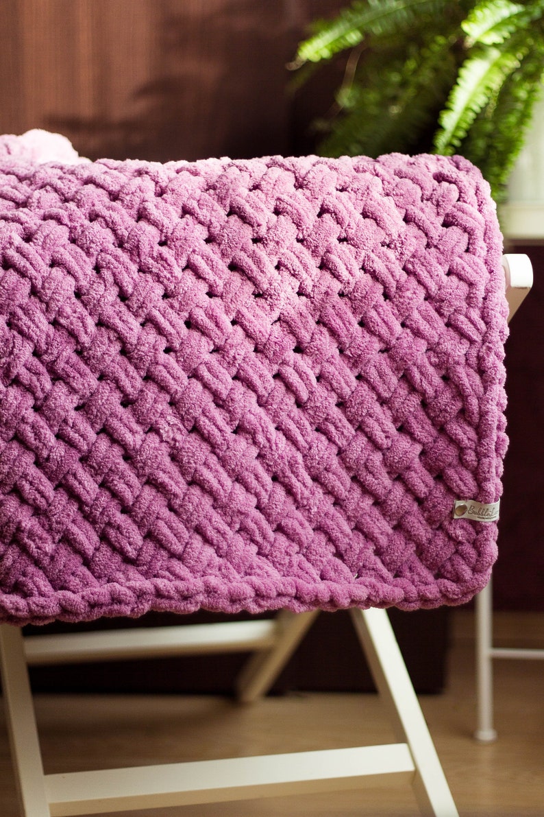 Dusty Rose Knitted Blanket Alize Puffy Blanket Pink Knit Etsy