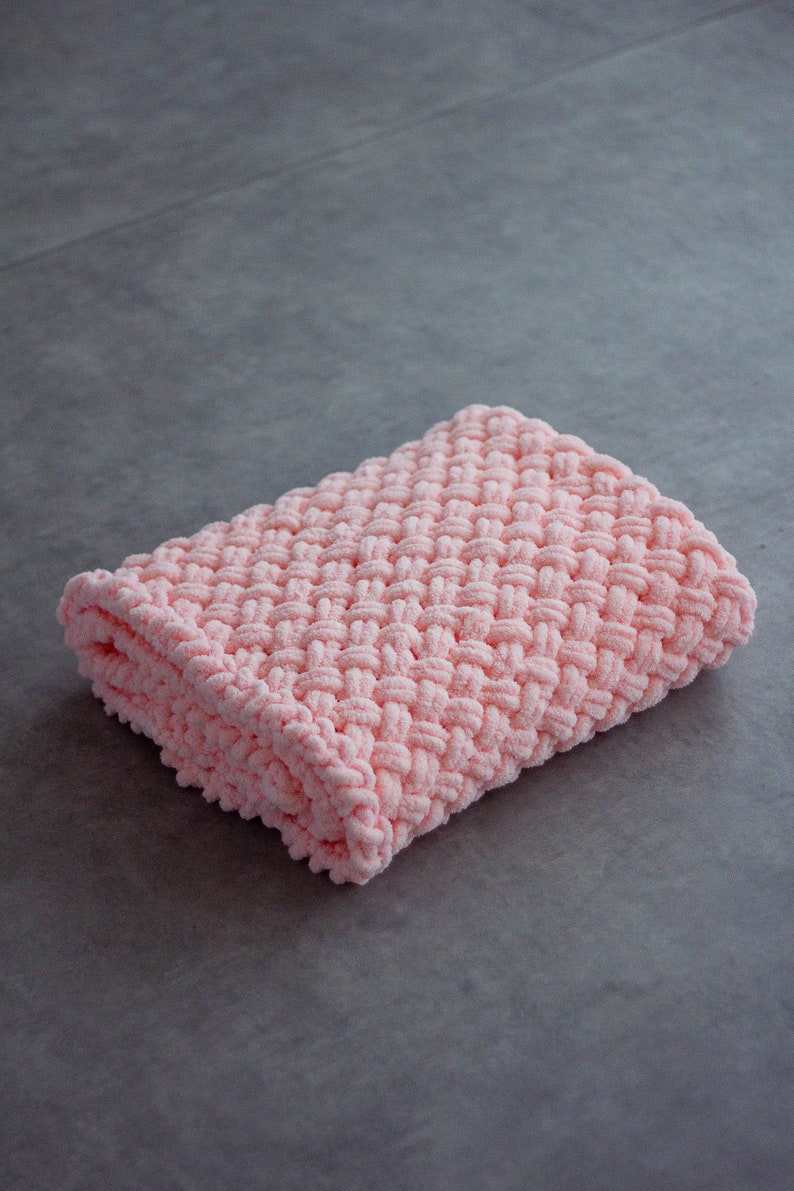 Pink Hand Knit Baby Girl Blanket Handmade Soft Powder Pink Etsy