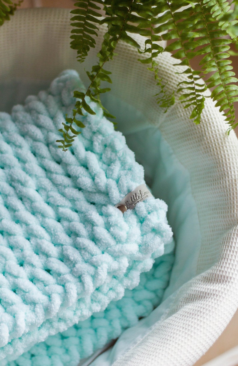 Mint Green Super Soft Handmade Baby Blanket Knitted New Baby Etsy